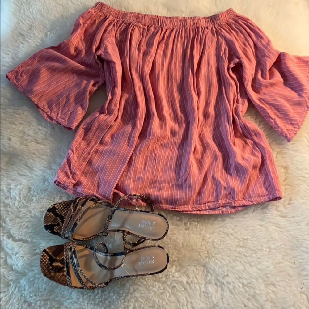 Entro Off-Shoulder Wide Bell Sleeve Top